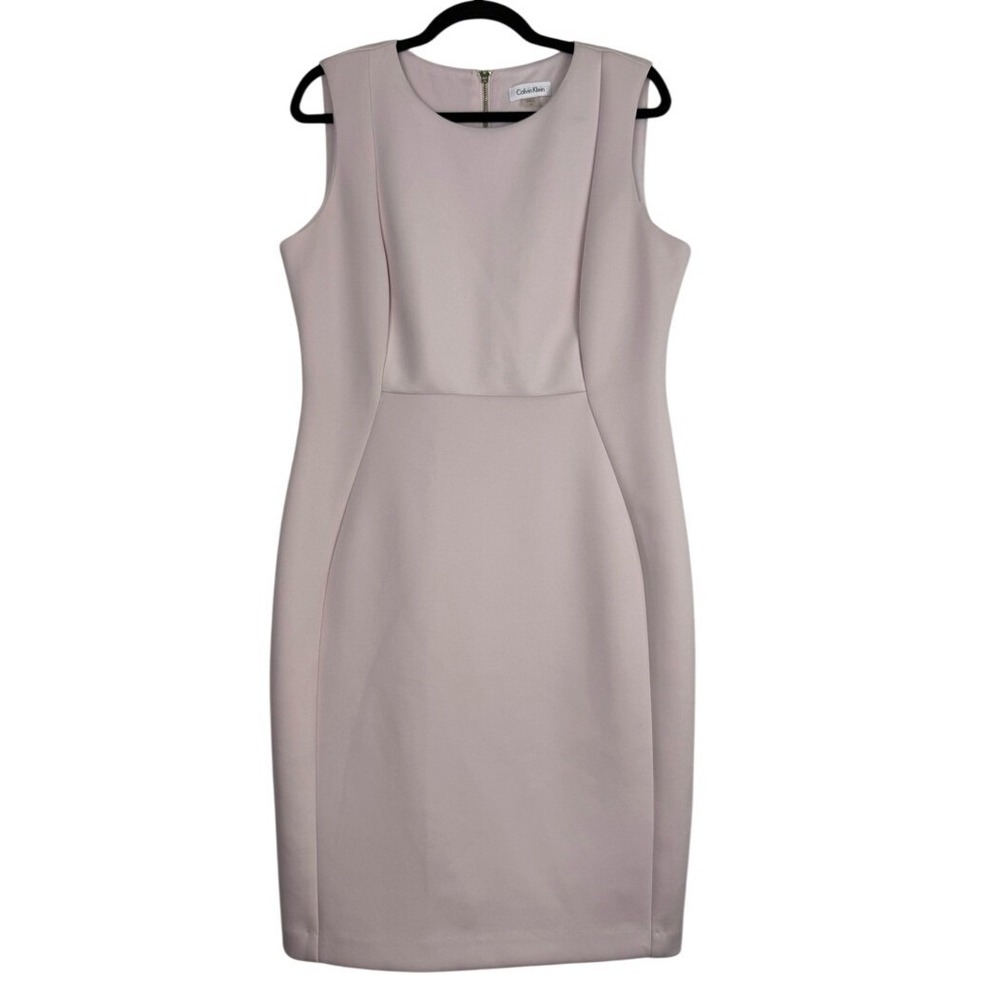Calvin Klein Dusty Pink Soft Rose Scoop‎ Neck Sheath Dress Size 14